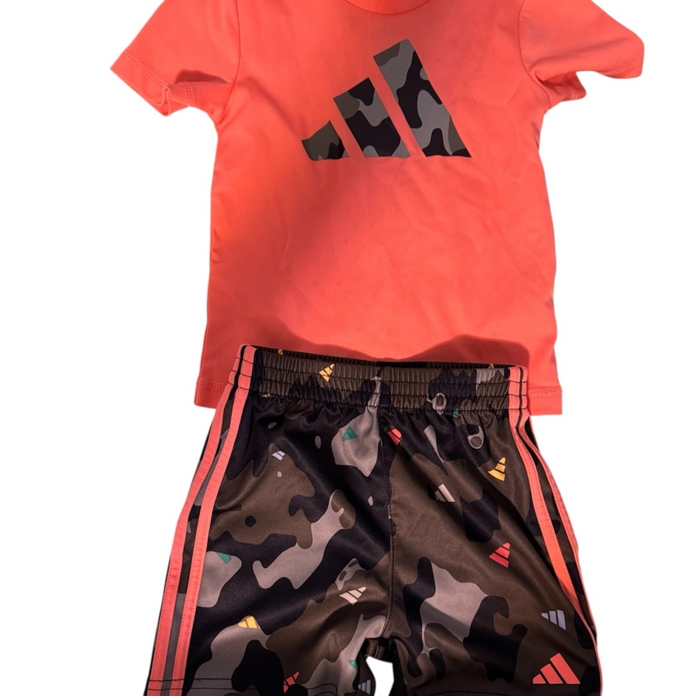 Adidas Orange Tee and Camo Shorts Set